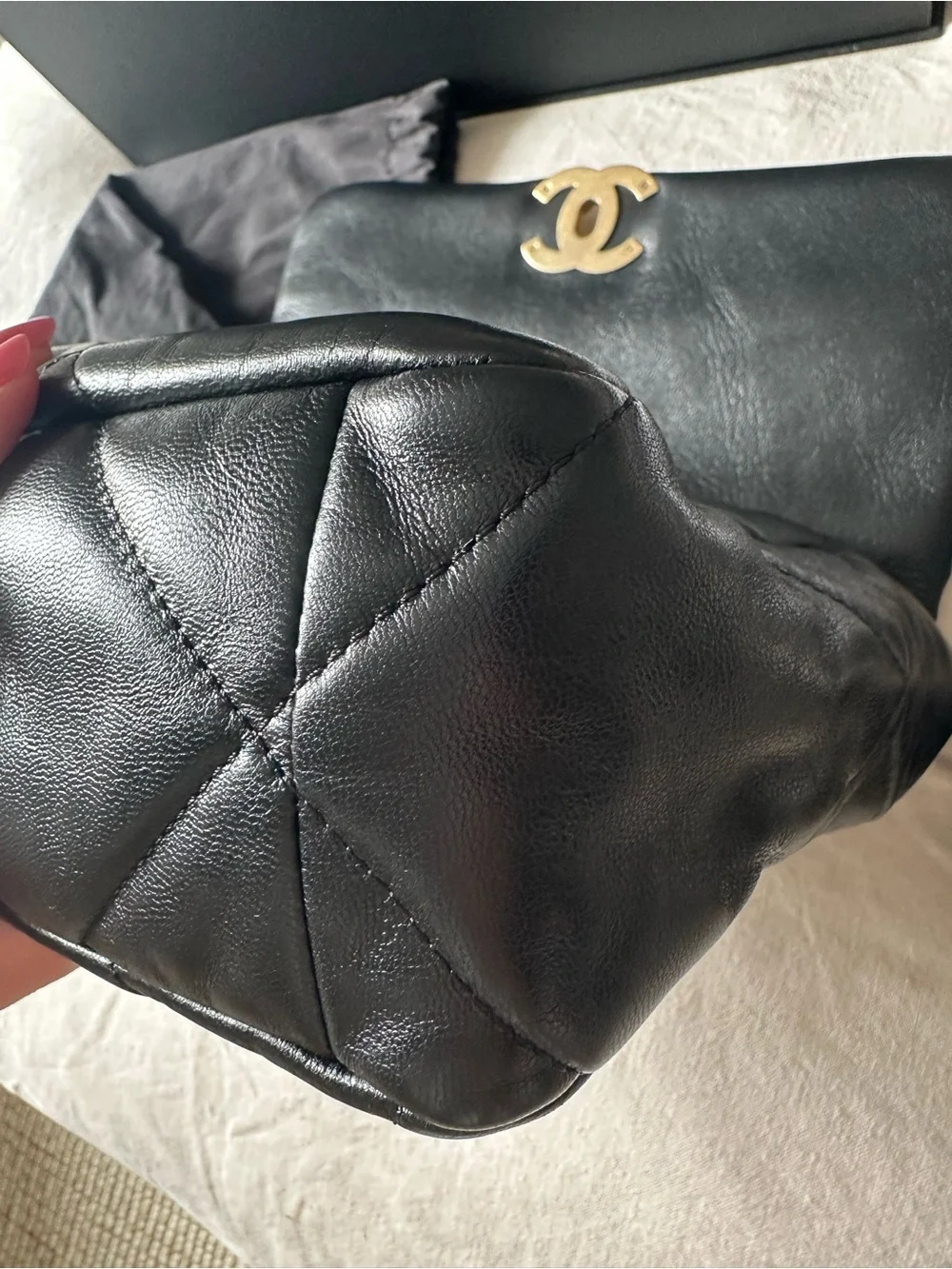 Chanel 19 Large Flap Bag – Black Shiny Lambskin